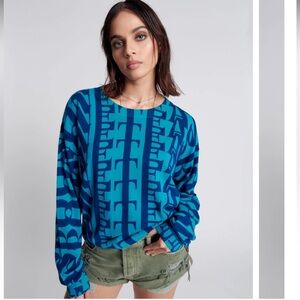 NWT One Teaspoon On Repeat Sweater blue teal women’s XXS
